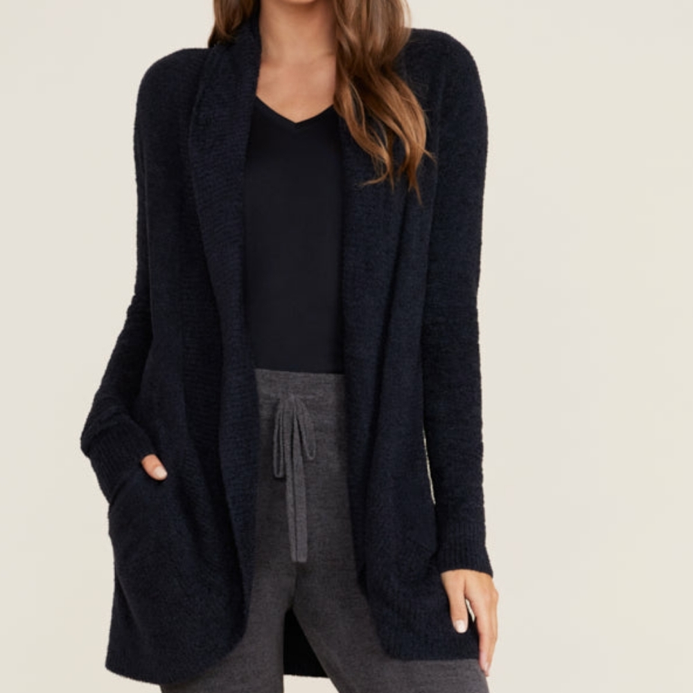 Barefoot Dreams CozyChic Lite Circle Cardi Black Medium